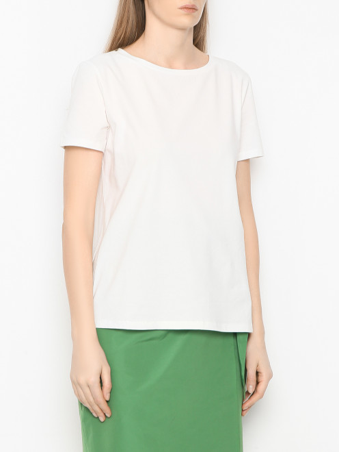 Однотонная футболка из хлопка с круглым вырезом Weekend Max Mara - МодельВерхНиз