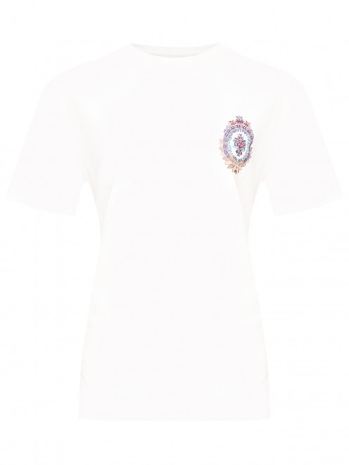 Однотонная футболка из хлопка с вышивкой Etro - Общий вид