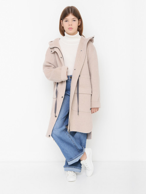 Пальто из смесовой шерсти с капюшоном Gulliver Select - МодельОбщийВид