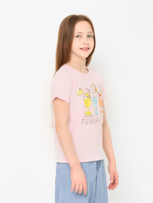 Хлопковая футболка декорированная принтом Stella McCartney kids - МодельВерхНиз