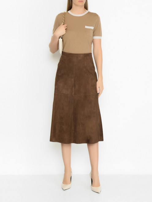 Юбка-миди из замши Max Mara - МодельОбщийВид