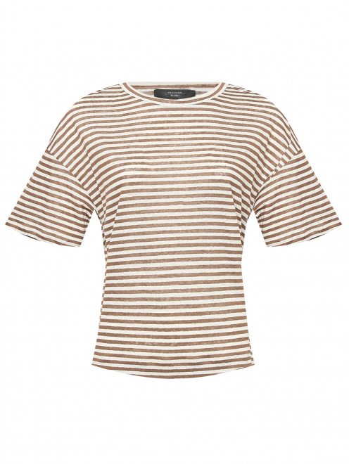 Футболка из льна в полоску Weekend Max Mara - Общий вид