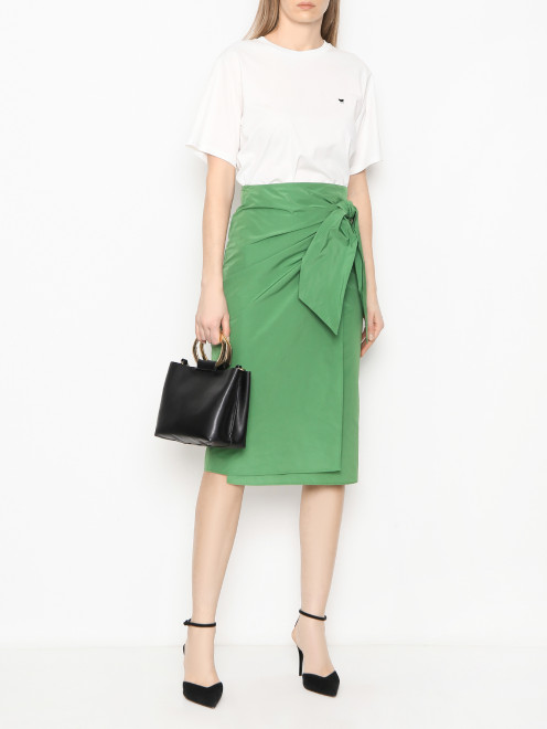 Однотонная футболка из хлопка с круглым вырезом Weekend Max Mara - МодельОбщийВид