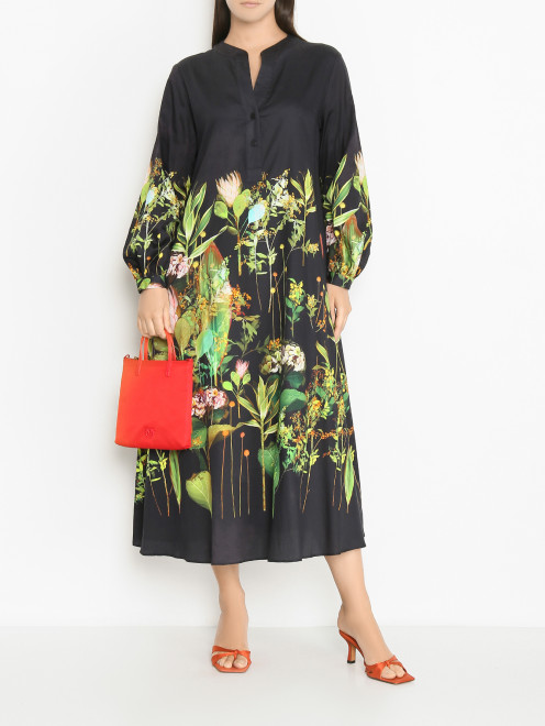 Платье-макси из хлопка с цветочным принтом Marina Rinaldi - МодельОбщийВид