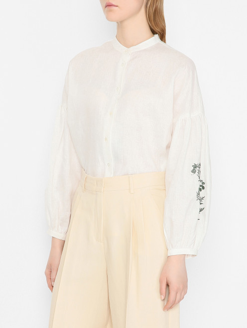 Льняна рубашка с вышивкой Weekend Max Mara - МодельВерхНиз