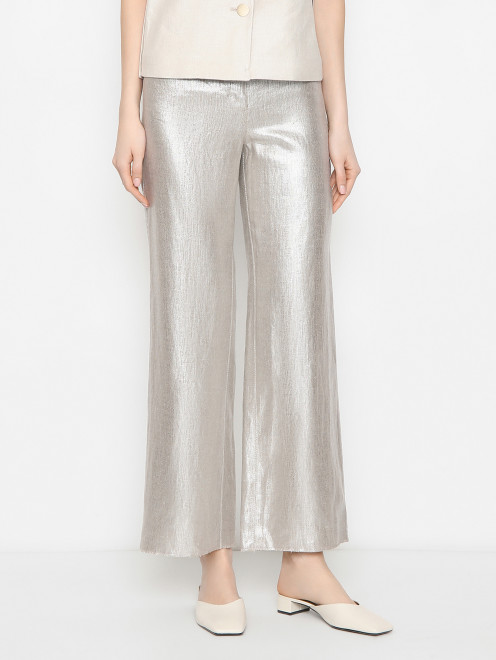 Брюки из льна с металлическим блеском Max Mara - МодельВерхНиз