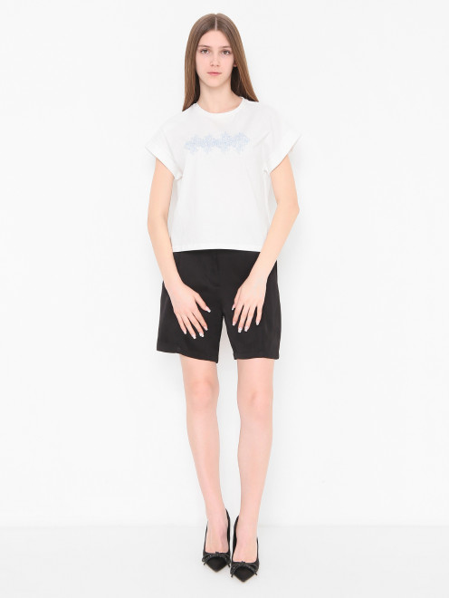 Футболка из хлопка с логотипом Ermanno Scervino Junior - МодельОбщийВид