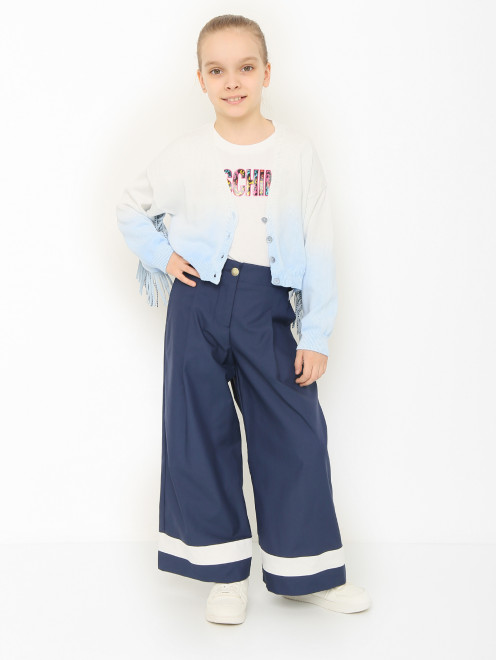 Хлопковые брюки-клеш MONNALISA - МодельОбщийВид