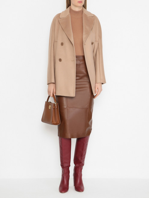 Двубортное полупальто из шерсти Max Mara - МодельОбщийВид