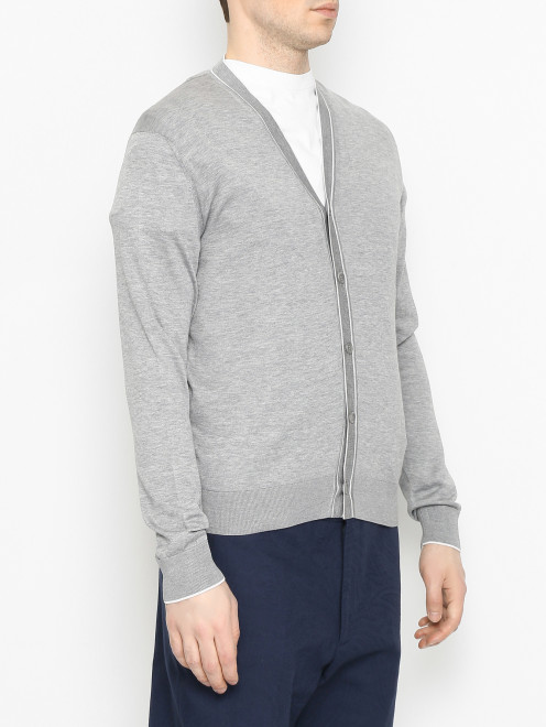 Кардиган из шелка и хлопка с V-образным вырезом Doriani Cashmere - МодельВерхНиз