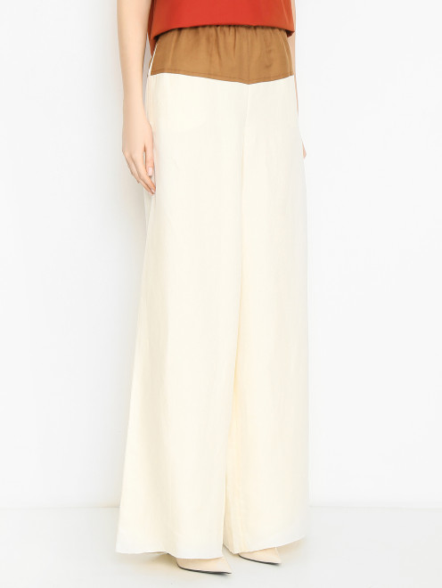 Широкие брюки из льна и шелка Max Mara - МодельВерхНиз