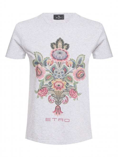 Футболка из хлопка с логотипом Etro - Общий вид