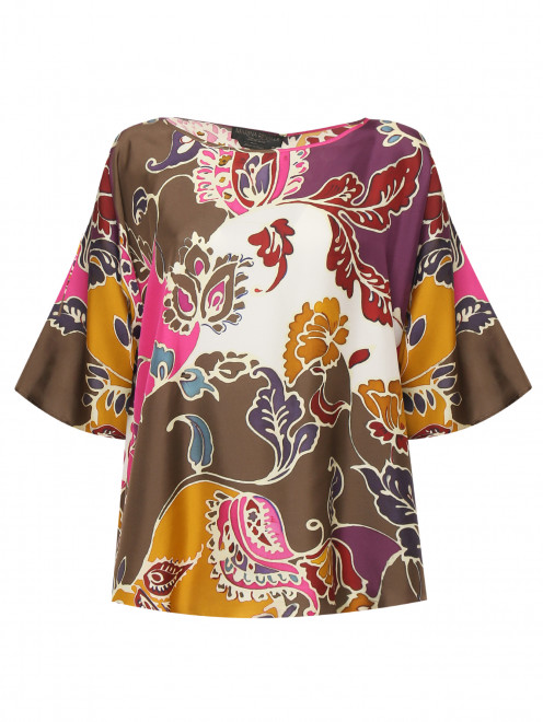 Шелковая блуза с узором Marina Rinaldi - Общий вид