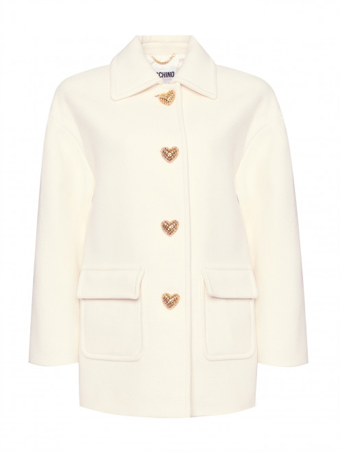 Пальто из шерсти с декоративными пуговицами Moschino - Общий вид