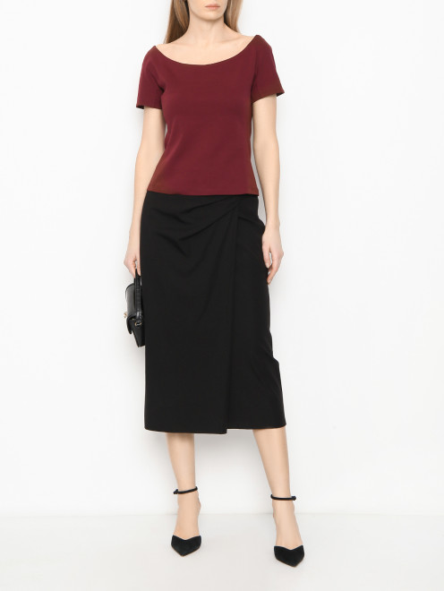Юбка-миди с запахом и драпировкой Weekend Max Mara - МодельОбщийВид