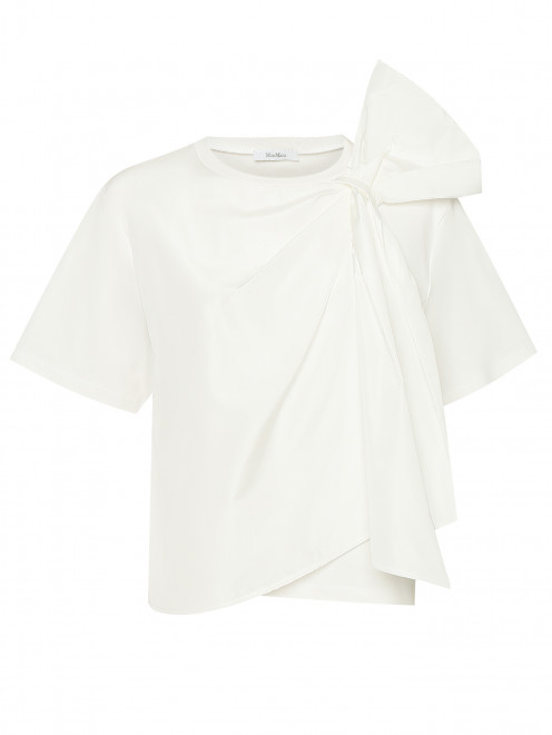Хлопковая футболка с шелковым бантом Max Mara - Общий вид
