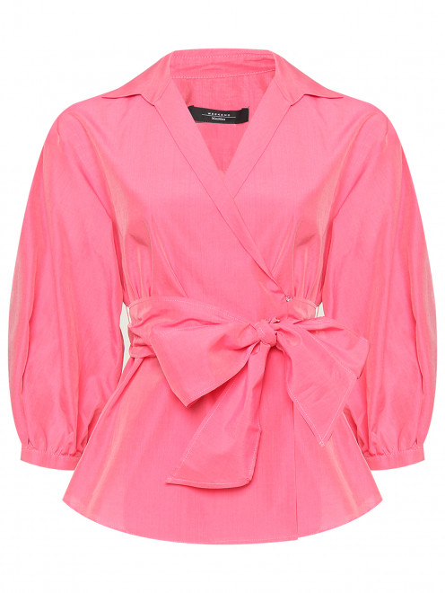 Блуза из хлопка и шелка с поясом Weekend Max Mara - Общий вид