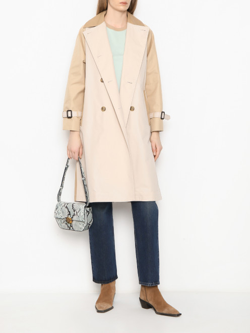 Двубортный плащ из хлопка Weekend Max Mara - МодельОбщийВид