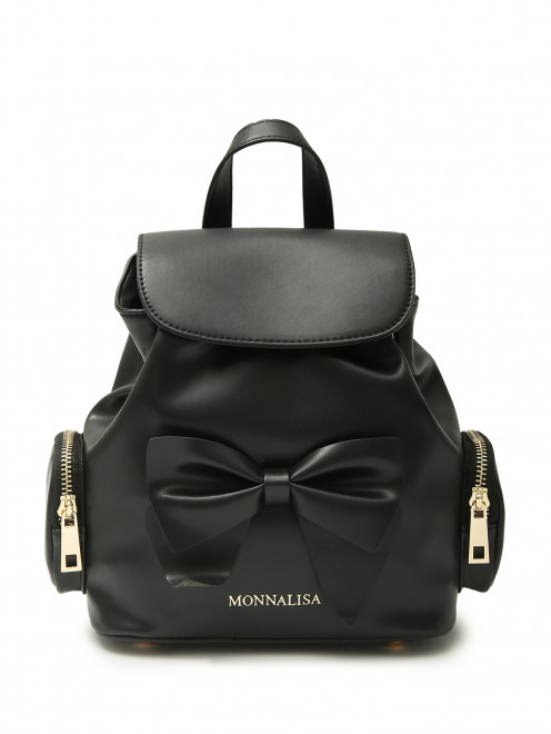 Рюкзак из гладкой кожи с бантом MONNALISA - Общий вид