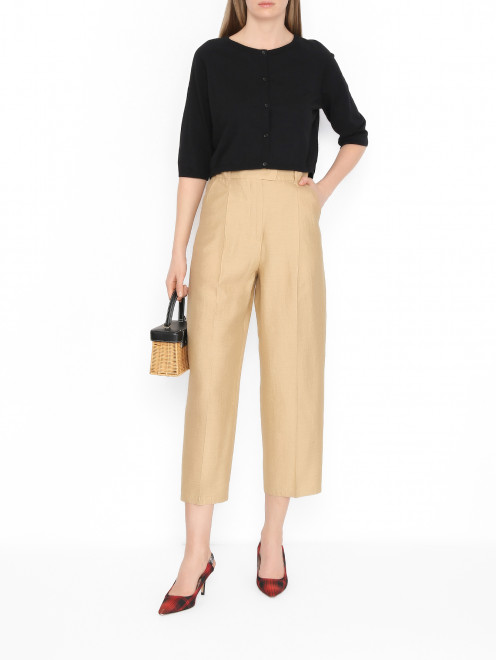 Брюки из льна и шелка с защипами Max Mara - МодельОбщийВид