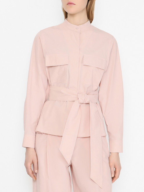 Рубашка из хлопка с поясом Weekend Max Mara - МодельВерхНиз