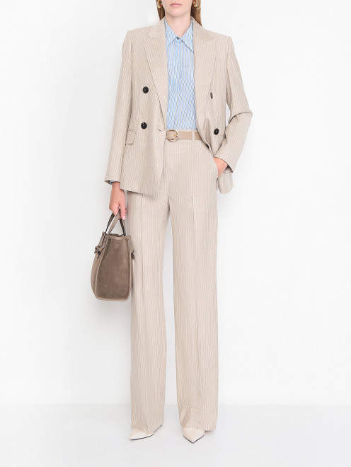 Брюки из шерсти в полоску Max Mara - МодельОбщийВид