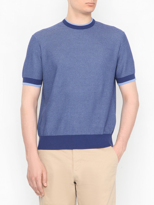 Джемпер с коротким рукавом из хлопка Piacenza Cashmere 1733 - МодельВерхНиз