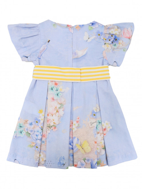 Хлопковое платье с цветочным узором Lapin House - Обтравка1
