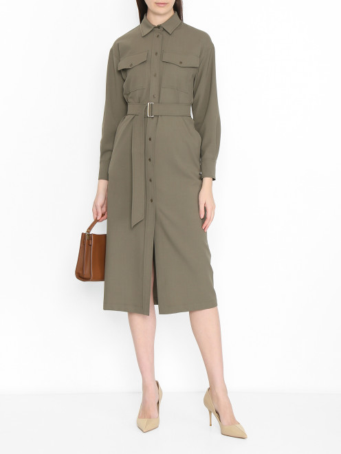 Платье на пуговицах с поясом Weekend Max Mara - МодельОбщийВид