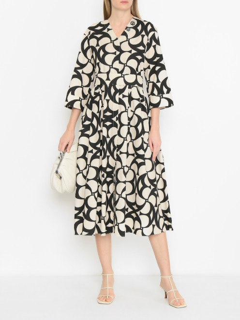 Платье-миди из хлопка с узором Max Mara - МодельОбщийВид