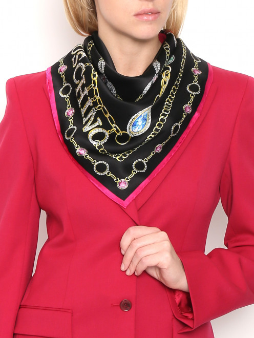 Платок из шелка с узором Moschino - МодельОбщийВид