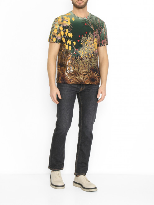 Футболка из хлопка с узором Etro - МодельОбщийВид