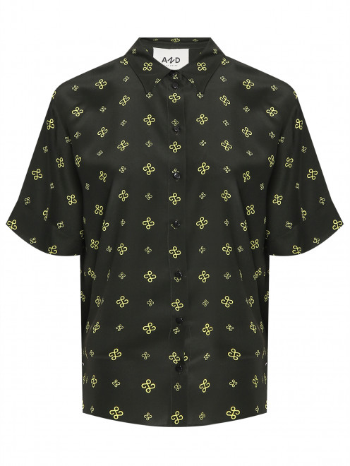 Рубашка из шелка с узором свободного кроя AND the brand - Общий вид