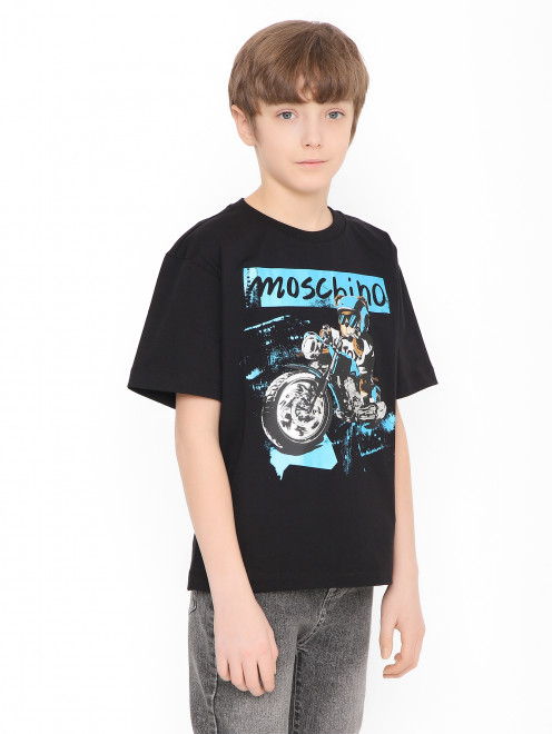 Футболка из хлопка с принтом Moschino - МодельВерхНиз