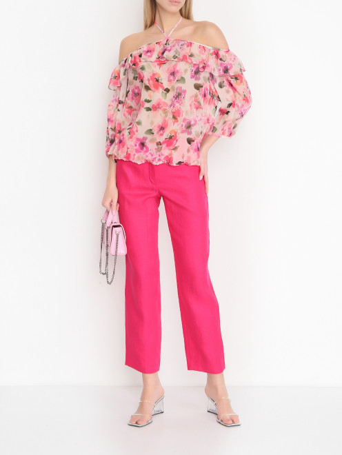 Блуза из шелка с цветочным узором Luisa Spagnoli - МодельОбщийВид