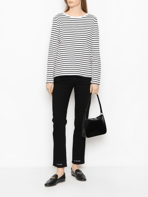 Хлопковый лонгслив с узором "Полоска" Weekend Max Mara - МодельОбщийВид
