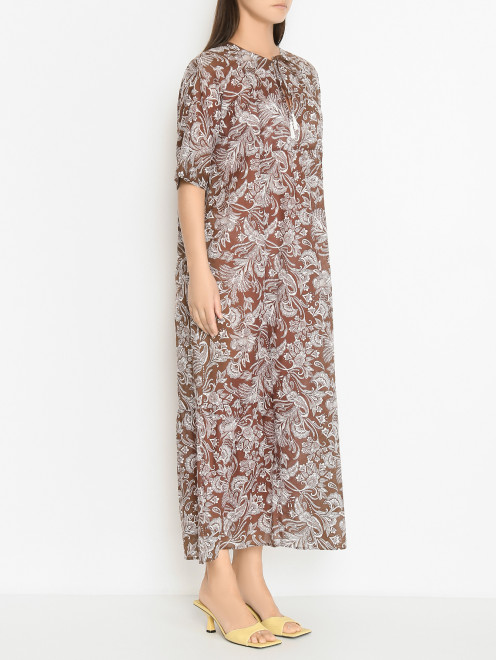 Платье свободного кроя из хлопка с узором Marina Rinaldi - МодельВерхНиз