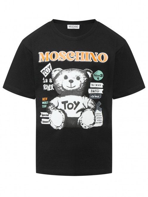 Футболка из хлопка с принтом Moschino - Общий вид