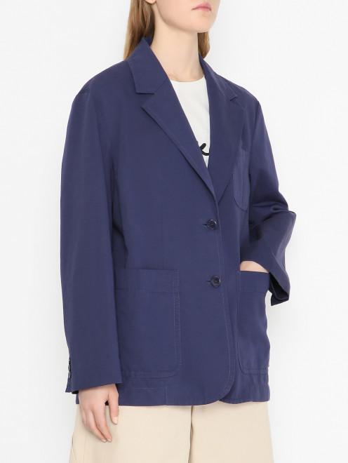 Свободный жакет из хлопка и льна Weekend Max Mara - МодельВерхНиз
