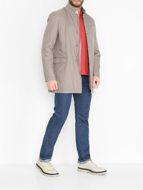 Удлиненная однотонная куртка на молнии Herno - МодельОбщийВид