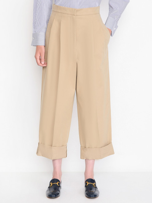 Брюки из хлопка с подворотами Weekend Max Mara - МодельВерхНиз
