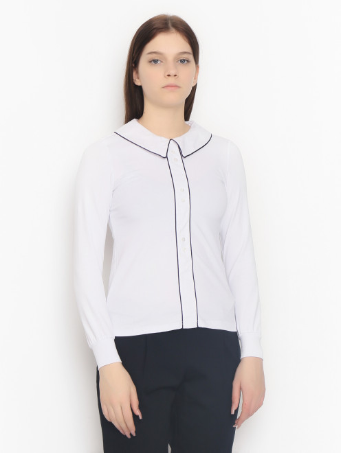 Трикотажная блуза с контрастной отделкой Treapi - МодельВерхНиз