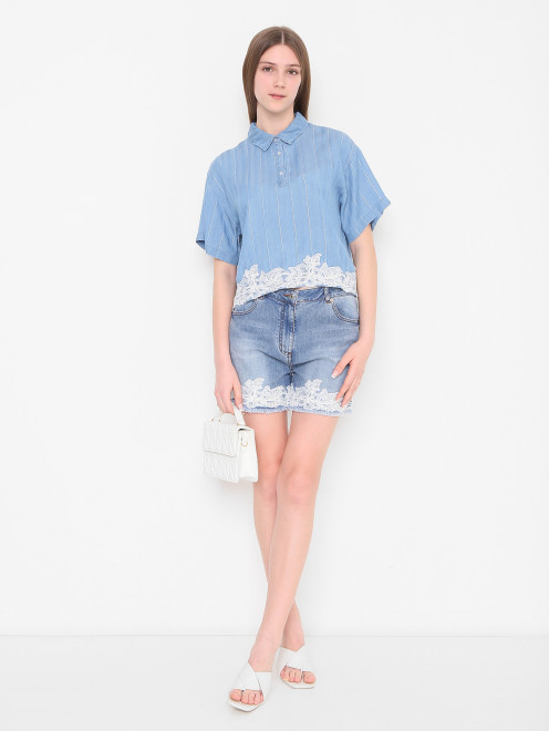 Шорты из хлопка с кружевом Ermanno Scervino Junior - МодельОбщийВид