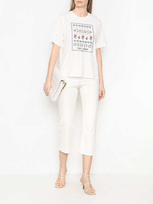 Футболка из хлопка с вышивкой Weekend Max Mara - МодельОбщийВид
