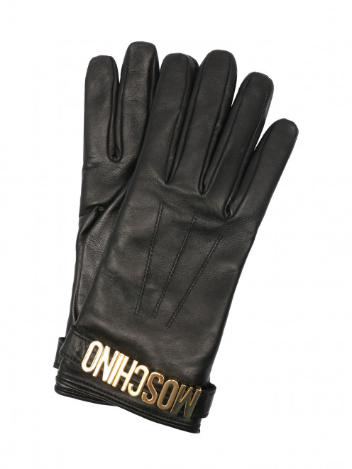 Перчатки из кожи с золотой фурнитурой Moschino - Общий вид