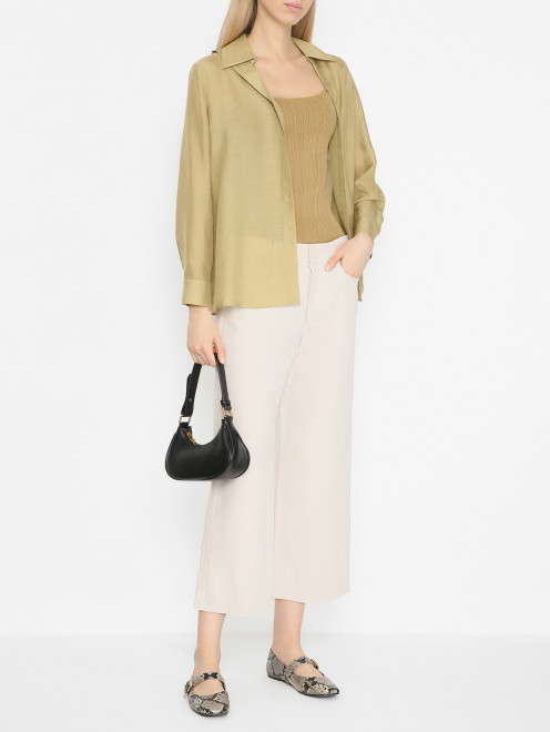 Укороченные брюки из хлопка и льна Max Mara - МодельОбщийВид