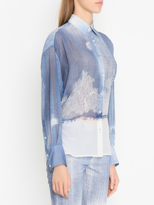 Блуза с кружевным принтом свободного кроя Ermanno Firenze - МодельВерхНиз