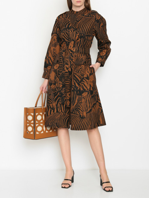Платье в стиле сафари с карманами и поясом Weekend Max Mara - МодельОбщийВид