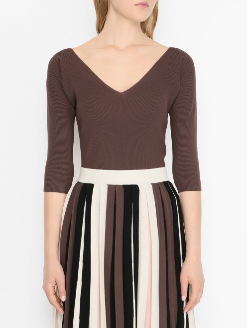 Трикотажный лонгслив с рукавами 3/4 Weekend Max Mara - МодельВерхНиз