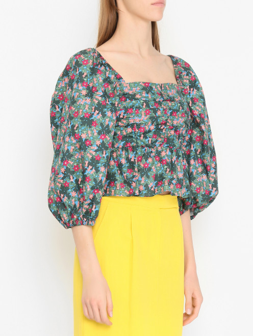 Блуза из хлопка с цветочным узором Weekend Max Mara - МодельВерхНиз